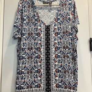 Jones New York Multicolor V-Neck Blouse